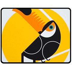 Cute Toucan Bird Cartoon Yellow Black Fleece Blanket (medium)  by Mariart