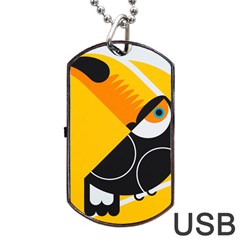 Cute Toucan Bird Cartoon Yellow Black Dog Tag Usb Flash (one Side) by Mariart