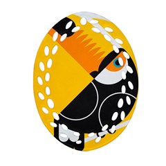 Cute Toucan Bird Cartoon Yellow Black Oval Filigree Ornament (two Sides) by Mariart