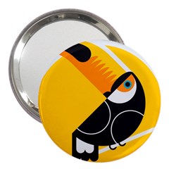 Cute Toucan Bird Cartoon Yellow Black 3  Handbag Mirrors