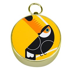 Cute Toucan Bird Cartoon Yellow Black Gold Compasses by Mariart