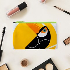 Cute Toucan Bird Cartoon Yellow Black Cosmetic Bag (xs)