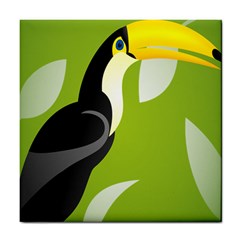 Cute Toucan Bird Cartoon Fly Yellow Green Black Animals Tile Coasters by Mariart