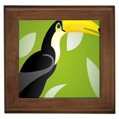 Cute Toucan Bird Cartoon Fly Yellow Green Black Animals Framed Tiles by Mariart