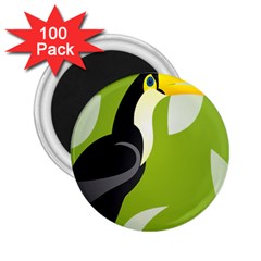 Cute Toucan Bird Cartoon Fly Yellow Green Black Animals 2 25  Magnets (100 Pack) 