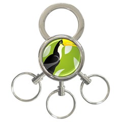 Cute Toucan Bird Cartoon Fly Yellow Green Black Animals 3-ring Key Chains