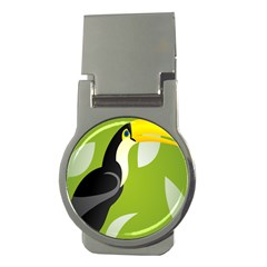 Cute Toucan Bird Cartoon Fly Yellow Green Black Animals Money Clips (round)  by Mariart