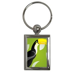 Cute Toucan Bird Cartoon Fly Yellow Green Black Animals Key Chains (rectangle)  by Mariart