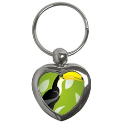 Cute Toucan Bird Cartoon Fly Yellow Green Black Animals Key Chains (heart) 