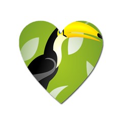 Cute Toucan Bird Cartoon Fly Yellow Green Black Animals Heart Magnet