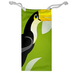 Cute Toucan Bird Cartoon Fly Yellow Green Black Animals Jewelry Bag by Mariart