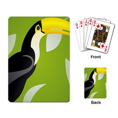 Cute Toucan Bird Cartoon Fly Yellow Green Black Animals Playing Card by Mariart