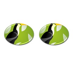 Cute Toucan Bird Cartoon Fly Yellow Green Black Animals Cufflinks (oval) by Mariart