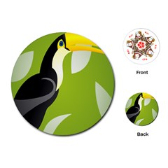 Cute Toucan Bird Cartoon Fly Yellow Green Black Animals Playing Cards (round)  by Mariart