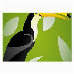 Cute Toucan Bird Cartoon Fly Yellow Green Black Animals Large Glasses Cloth (2-side) by Mariart