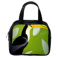 Cute Toucan Bird Cartoon Fly Yellow Green Black Animals Classic Handbags (one Side) by Mariart