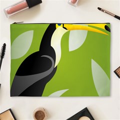 Cute Toucan Bird Cartoon Fly Yellow Green Black Animals Cosmetic Bag (xl)