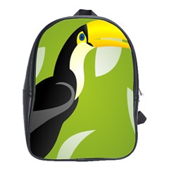 Cute Toucan Bird Cartoon Fly Yellow Green Black Animals School Bag (large) by Mariart