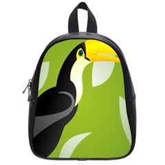 Cute Toucan Bird Cartoon Fly Yellow Green Black Animals School Bag (small) by Mariart