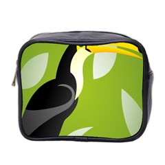 Cute Toucan Bird Cartoon Fly Yellow Green Black Animals Mini Toiletries Bag 2-side by Mariart