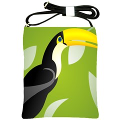 Cute Toucan Bird Cartoon Fly Yellow Green Black Animals Shoulder Sling Bags