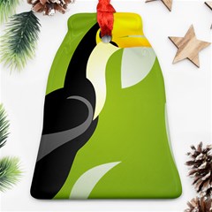 Cute Toucan Bird Cartoon Fly Yellow Green Black Animals Bell Ornament (two Sides) by Mariart