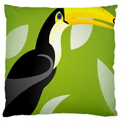 Cute Toucan Bird Cartoon Fly Yellow Green Black Animals Large Cushion Case (one Side) by Mariart