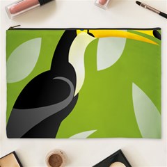 Cute Toucan Bird Cartoon Fly Yellow Green Black Animals Cosmetic Bag (xxxl)  by Mariart