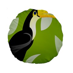 Cute Toucan Bird Cartoon Fly Yellow Green Black Animals Standard 15  Premium Round Cushions by Mariart