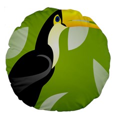 Cute Toucan Bird Cartoon Fly Yellow Green Black Animals Large 18  Premium Round Cushions by Mariart