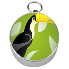 Cute Toucan Bird Cartoon Fly Yellow Green Black Animals Silver Compasses by Mariart