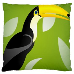 Cute Toucan Bird Cartoon Fly Yellow Green Black Animals Standard Flano Cushion Case (one Side) by Mariart