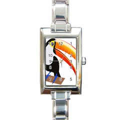 Cute Toucan Bird Cartoon Fly Rectangle Italian Charm Watch