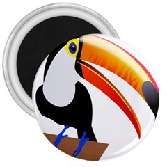 Cute Toucan Bird Cartoon Fly 3  Magnets