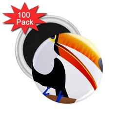 Cute Toucan Bird Cartoon Fly 2 25  Magnets (100 Pack) 