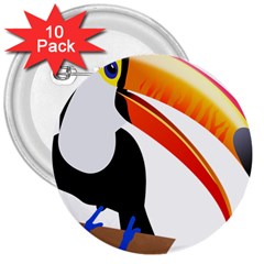 Cute Toucan Bird Cartoon Fly 3  Buttons (10 Pack)  by Mariart