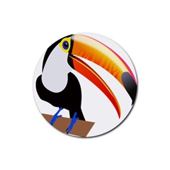 Cute Toucan Bird Cartoon Fly Rubber Round Coaster (4 Pack)  by Mariart