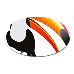 Cute Toucan Bird Cartoon Fly Oval Magnet by Mariart