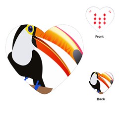 Cute Toucan Bird Cartoon Fly Playing Cards (heart)  by Mariart