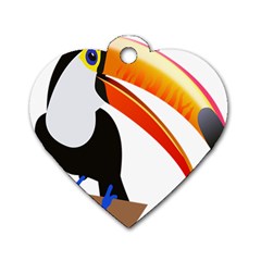 Cute Toucan Bird Cartoon Fly Dog Tag Heart (one Side) by Mariart