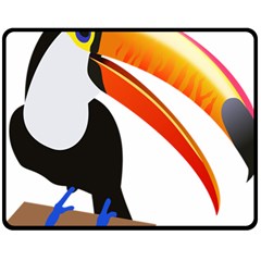 Cute Toucan Bird Cartoon Fly Fleece Blanket (medium)  by Mariart