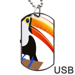 Cute Toucan Bird Cartoon Fly Dog Tag Usb Flash (one Side) by Mariart