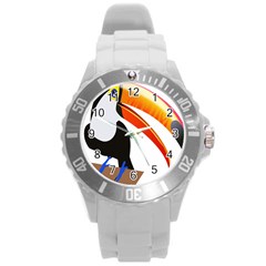 Cute Toucan Bird Cartoon Fly Round Plastic Sport Watch (l)