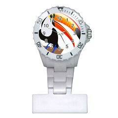 Cute Toucan Bird Cartoon Fly Plastic Nurses Watch by Mariart