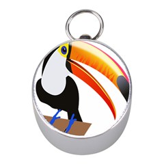 Cute Toucan Bird Cartoon Fly Mini Silver Compasses