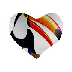 Cute Toucan Bird Cartoon Fly Standard 16  Premium Flano Heart Shape Cushions by Mariart