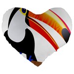 Cute Toucan Bird Cartoon Fly Large 19  Premium Flano Heart Shape Cushions Front