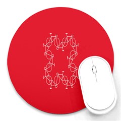 Cycles Bike White Red Sport Round Mousepads