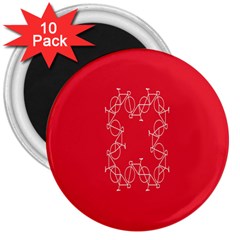 Cycles Bike White Red Sport 3  Magnets (10 Pack) 