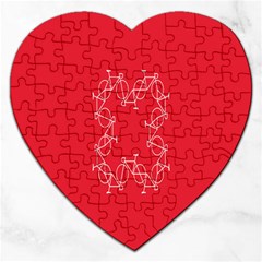 Cycles Bike White Red Sport Jigsaw Puzzle (heart) by Mariart